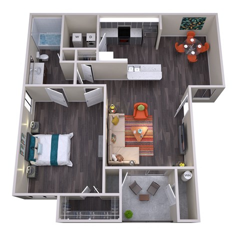 Floor plan for 1 bed, 1 bath, 816 sqft